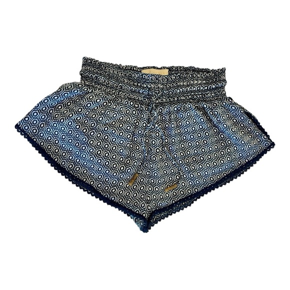 Paloma Blue Crochet Printed Silk Satin Short Medium EUC - Picture 3 of 9